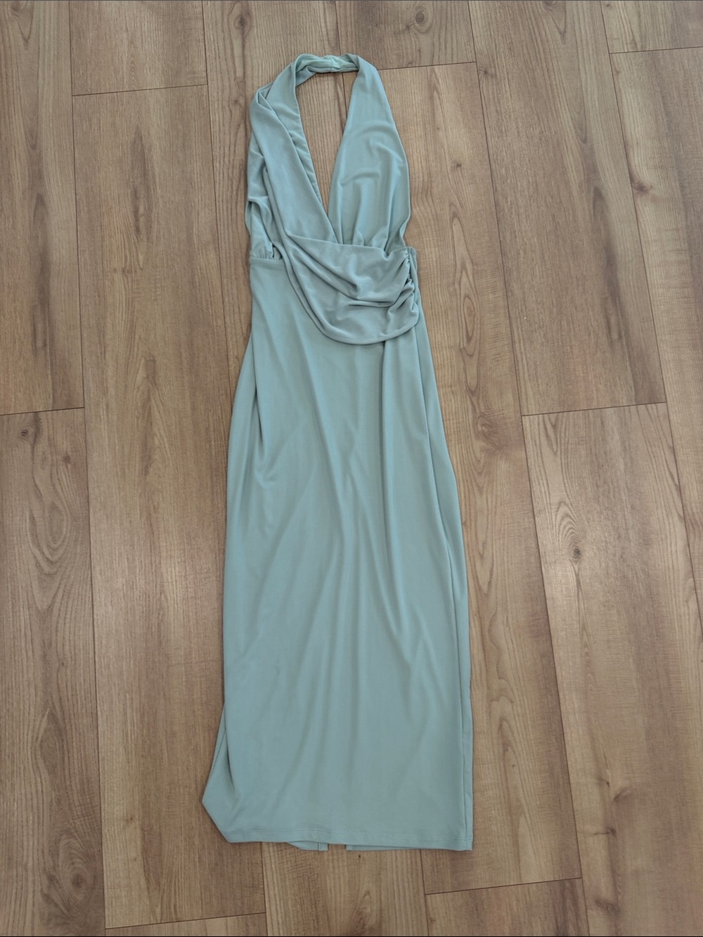 Dynamite Halter Backless Maxi Dress in Sage Green
